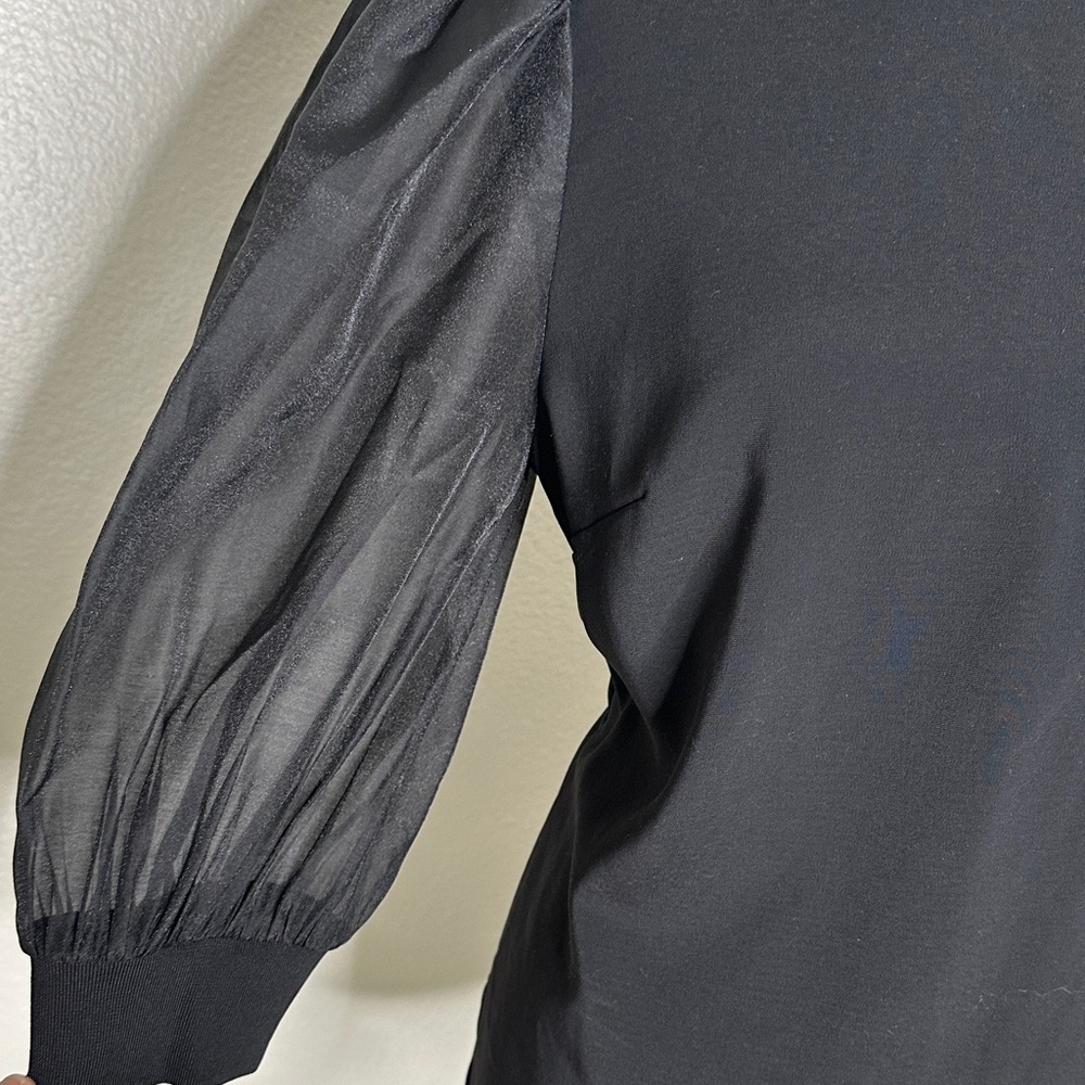 Ted Baker NWT Black Blouse with Sheer Sleeves - Picture 3 of 13